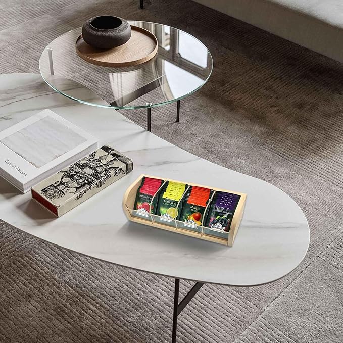 Bamboo Tea Bag Organizer Storage Holder for Tea Bags, Bamboo Tea Box Containers Tea Rack Teabag Station Stand for Cabinet Countertop Office