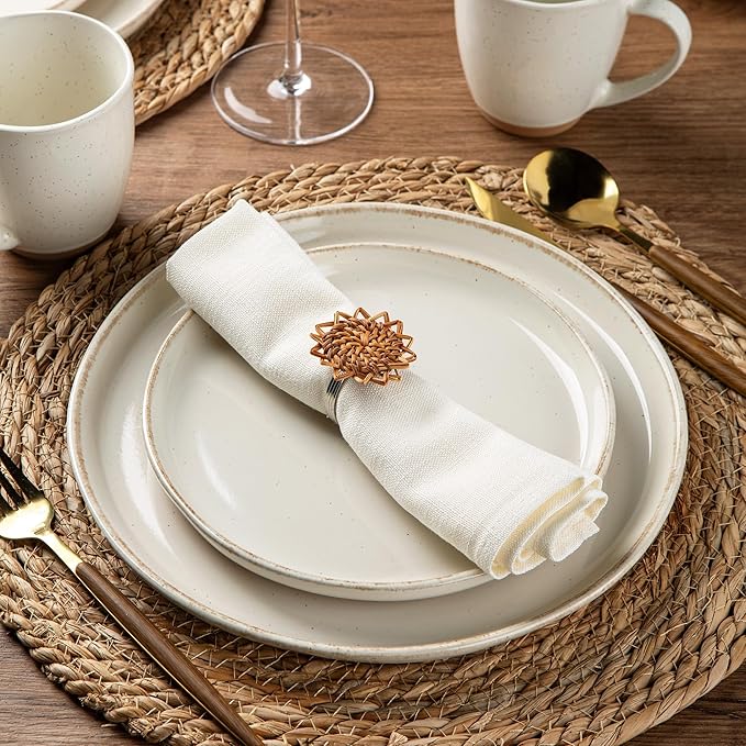 AmorArc 12oz Ceramic Coffee Mugs set of 6, Stylish Coffee Mugs with Rustic Terracotta Underside for Latte/Cappuccino/Milk/Cocoa, Dishwasher&Microwave Safe, Light Beige