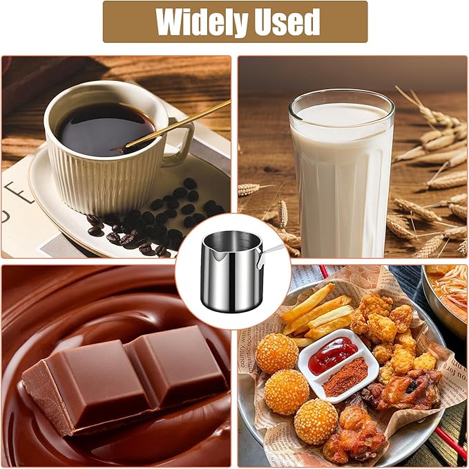 Stainless Steel Butter Warmer Pot with Scale Marks - 450ml/15.2oz Milk Heating Pot for Chocolate, Coffee, Tea - Multi-Layer Melting for Kitchen, Stovetop Safe(450ML)