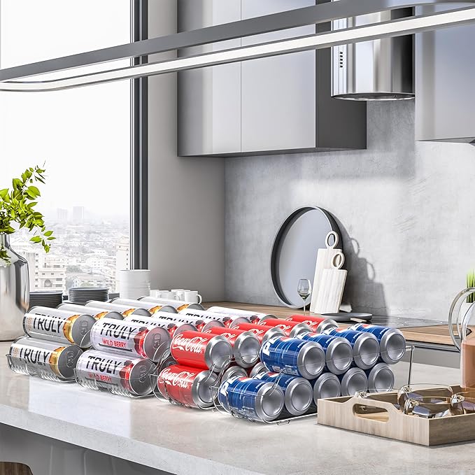 Simple Houseware Assorted Can Organizer for Refrigerator/Pantry, Set of 4, Clear