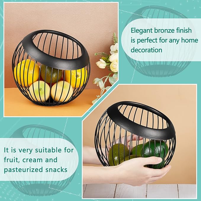 Patelai 2 Pieces Coffee Pods Holder Large Capacity Coffee Pod Baskets Stainless Steel Cup Organizer Sturdy for Espresso Capsule Pot Storage Metal Wire Fruit Bowl Snack Storage(Black)