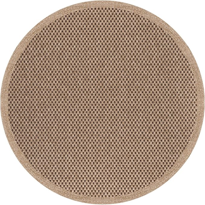 CAMILSON Easy Jute Round Rug 4ft Indoor Outdoor Natural Color Fiber Area Rugs for Living Room Patio and Kitchen Rug, Sisal Boho Woven Design Easy-Cleaning Washable Outside Carpet Alfombras (4 Round)