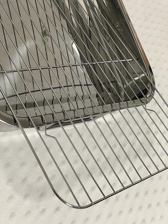 Roasting Pan Stainless steel Roasting pan Turkey Roasting pan with grill Rectangular grill suitable for Turkey, roast chicken and ham (15.4x11x2.4inch)