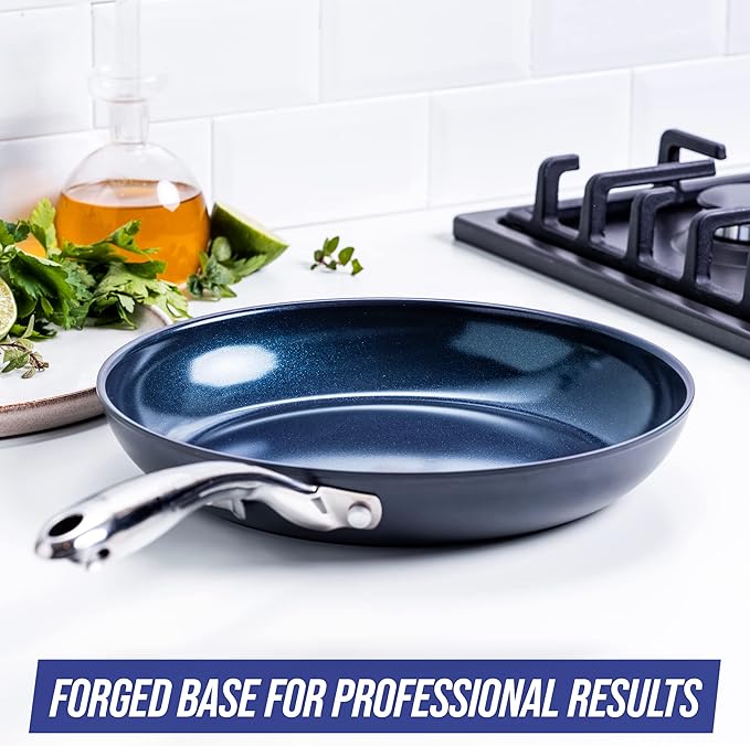 Blue Diamond Cookware Hard Anodized Ceramic Nonstick, 10 Piece Cookware Pots and Pans Set, Non-Toxic PFAS-Free, Dishwasher and Oven Safe, Durable, Even Heating, Metal Utensil Safe, Gray