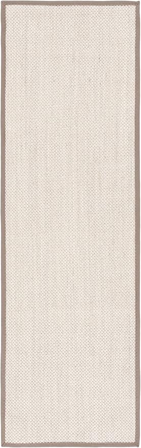SAFAVIEH Natural Fiber Collection Runner Rug - 2'6" x 20', Marble & Khaki, Sisal, Woven Design with Border (NF143E)