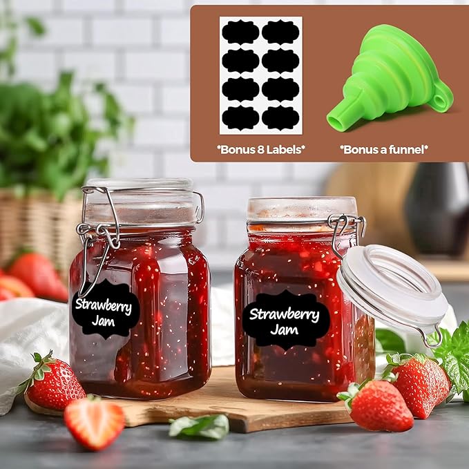 ComSaf Small Glass Jars with Airtight Lid Set of 6, Spice Jars 8 oz, Mason Jars 8 oz, Small Canning Jar, 8oz Jars with Lids for Kitchen, Jam, Jelly, Honey, Herb, Candy, Beans, Dessert, Sugar, Parfait