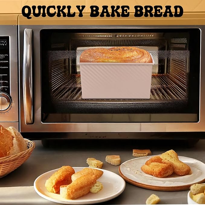 2 Pcs Pullman Loaf Pan with Lid, Non-Stick Rose Gold Bread Loaf Pans for Homemade Bread 1 lb Carbon Steel Bread Toast Box with Cover for Bakeware Bread Toast Oven Baking