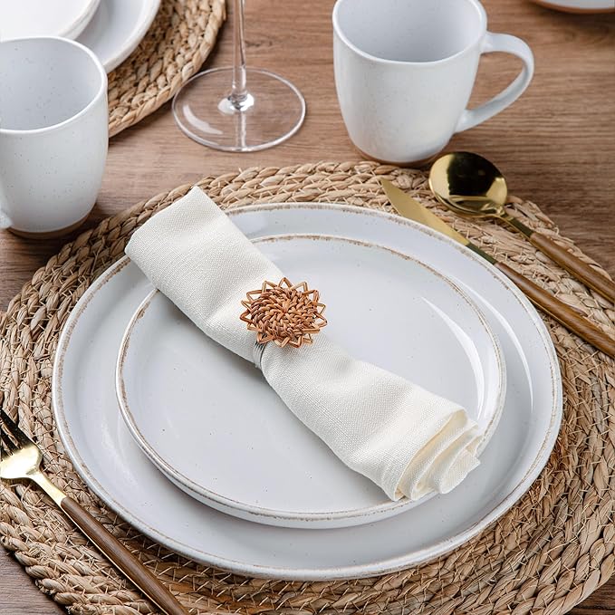 AmorArc 12oz Ceramic Coffee Mugs set of 6, Stylish Coffee Mugs with Rustic Terracotta Underside for Latte/Cappuccino/Milk/Cocoa, Dishwasher&Microwave Safe, White