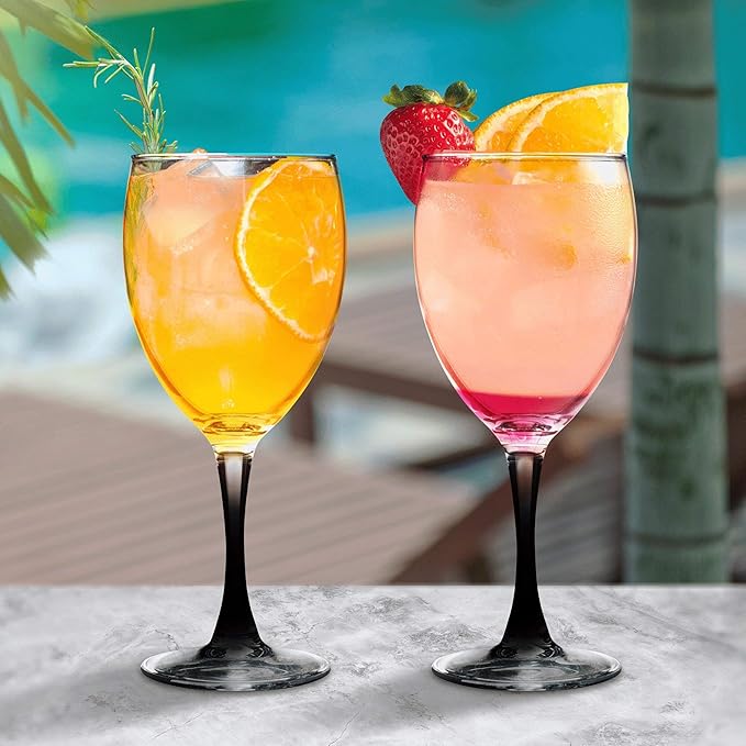 DISCOUNT PROMOS Nuance Wine Glasses by ARC 10.5 oz. Set of 10, Bulk Pack - Restaurant Glassware, Perfect for Red Wine, White Wine, Cocktails - Black