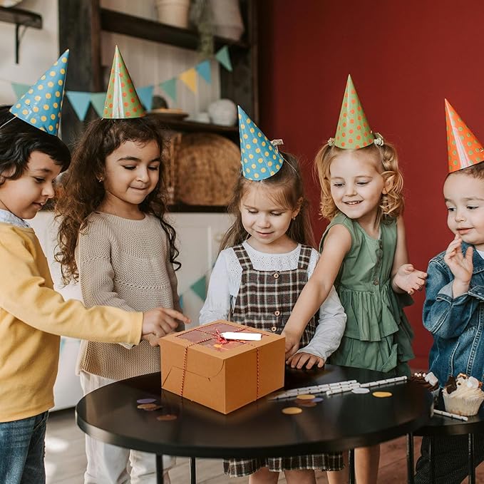 20Pcs 8 Inch Cake Boxes with Window, 8x8x5 Inches Brown Bakery Boxes, Cake Carrier Container for Pastries, Pie, Cookies, Chocolates, Cupcakes, Birthday Party, Wedding