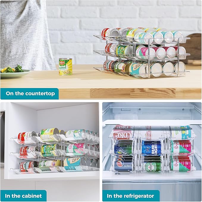 oylik Can Organizer for Pantry, 3 Tiers Can Storage Rack, up to 36 Cans Food Holders for Fridge, Cabinet and Pantry Organization