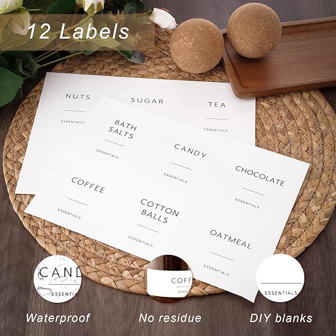 Coffee Sugar Tea Container Set, 3 Pack Glass Jars with Cork Lids, Apothecary Jars with Tray for Bathroom, Decorative Qtip and Cotton Ball Holder, Cute Display Jars for Coffee Bar (27oz)