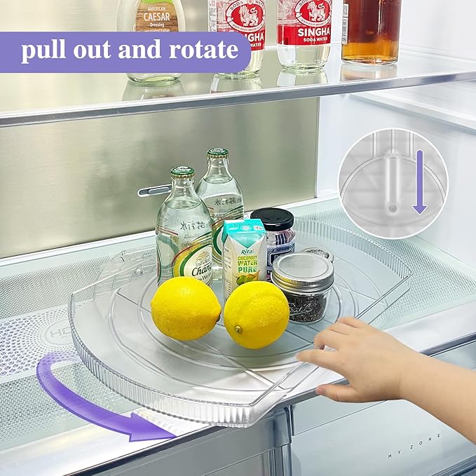 360° Rotating Lazy Susan Turntable - Multifunctional Rectangular Organizer 16.5" x 11.1" for Refrigerator, Cabinet, Pantry, and Kitchen Countertop (1 Pack)