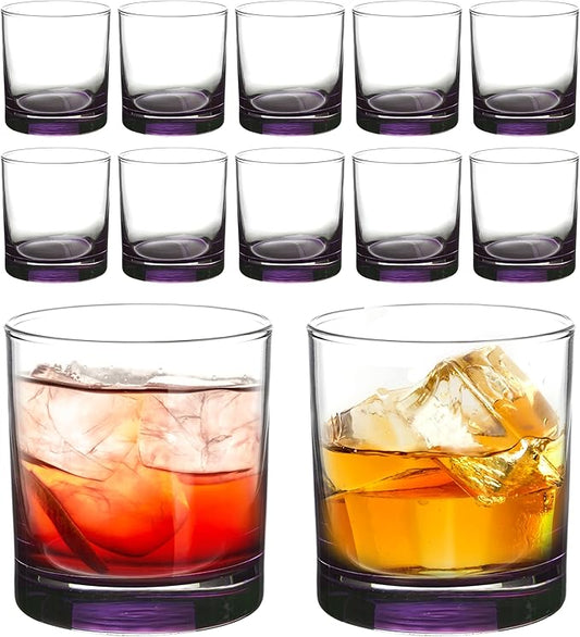 DISCOUNT PROMOS Lexington Rocks Whiskey Glass 10.5 oz, Set of 12, Bulk Pack - Perfect for Scotch, Bourbon, Whiskey, Cocktail - Purple