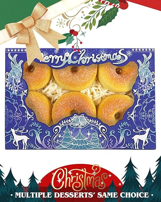 qiqee Christmas Blue Purple Cookie Boxes for Gift Giving 8x5.3x2 inch 24Packs Christmas Bakery Box with Window Treat Box for Donuts Candies and Biscuit
