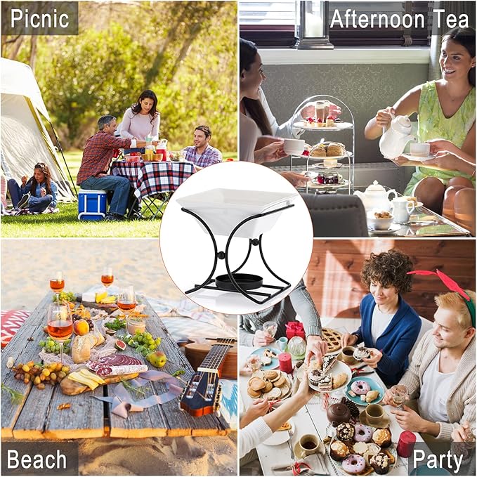 Ceramic Butter Warmer Set, Fondue Pot Melting Pot Set, Melt Hot Pot Bowl Set For Cheese Chocolate Butter Caramel