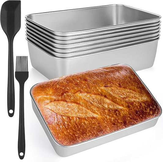8Pcs Loaf Pans for Bread Baking,Stainless Steel Baking Bread Pans,Small Loaf Tins for Homemade Bread Meatloaf Cake Brownies Dishwasher Oven Safe 8.6 * 5.3 * 2.3 IN
