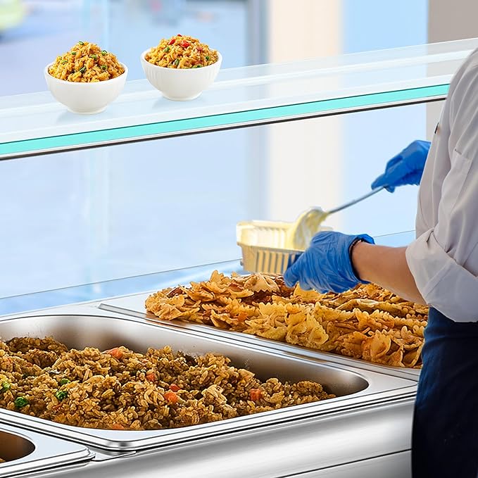 WILPREP Commercial Food Warmer with Ten 1/2 Pans, Electric Warmer for Food with Sneeze Guards Adjustable Temp. & Auto Shutoff, Stainless Steel Food Heating Unit for Buffet Food Truck Hotel Catering