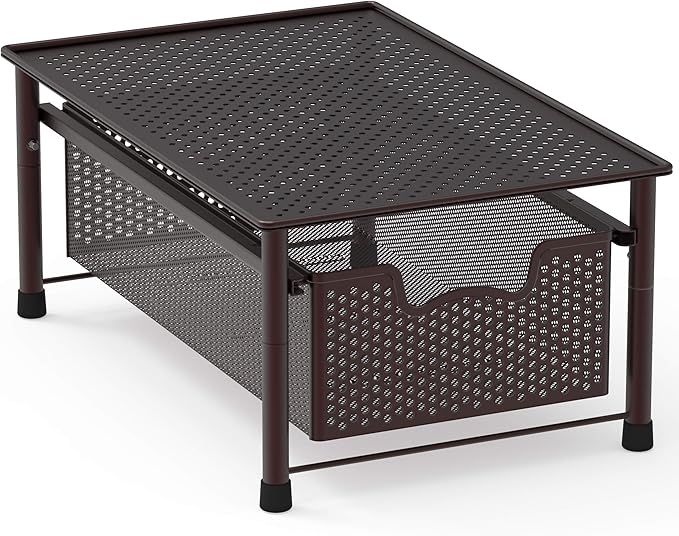 Simple Houseware Stackable Cabinet Basket Drawer Organizer, Bronze