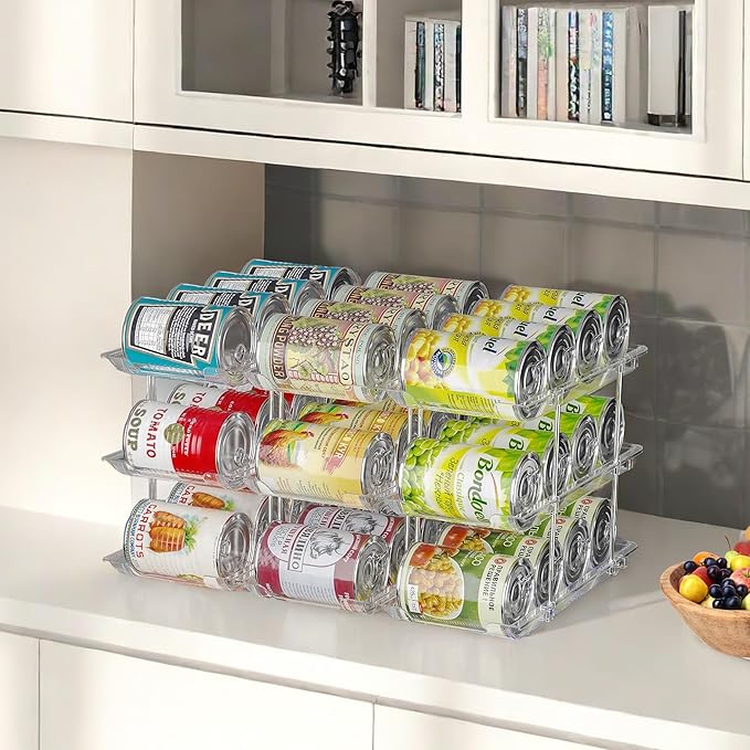 Can Organizer for Pantry Soda Can Organizer Automatic Rolling Food Pantry Storage Rack Can Dispenser for Fridge Holds 36 Cans, Fits 5.8-Inch Soda and Can, Set of 9