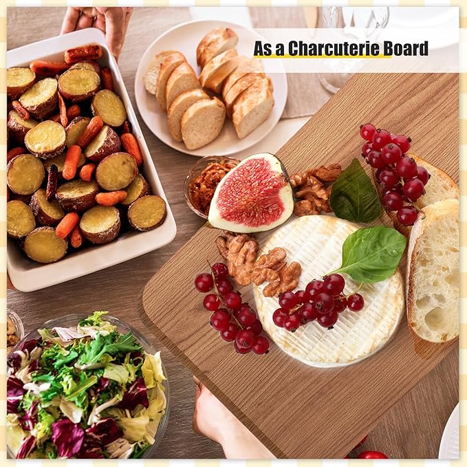 6 Pcs Cutting Board Bulk Kitchen Thicken Chopping Platter with Handles Wooden Charcuterie Serving Trays Blank Wood Boards for Engraving Wedding Housewarming(Walnut,11 x 5 Inch)