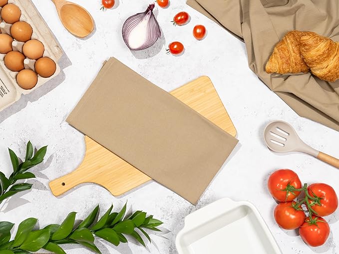 Beige Flour Sack Tea Towels - 100% Organic Cotton, 5 Pack, 27"x27", Highly Absorbent Beige Dish Towels - Versatile and Multipurpose Kitchen Towels for Baking - Customizable and Easy to Embroider