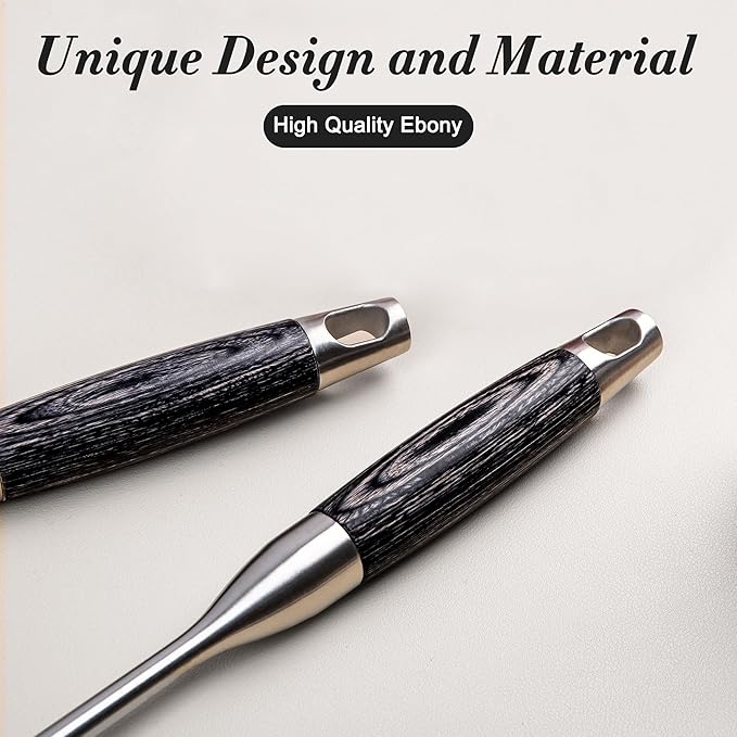 FJNATINH Wok Spatula Set Large Spatula Slotted Turner Soup Ladle Slotted Spoon for Cooking Utensils Set Long Wooden Handle Ladles Kitchen Metal Spatula Cooking Spoons,4PCS