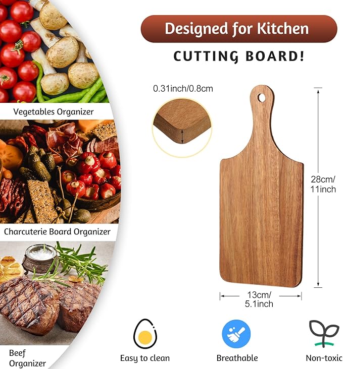 Zubebe 30 Pcs Cutting Board Bulk 11 x 5 Inch Wood Chopping Board Blank Small Laser Engraving Mini Charcuterie Serving Boards for Wedding Housewarming Gift (Acacia)
