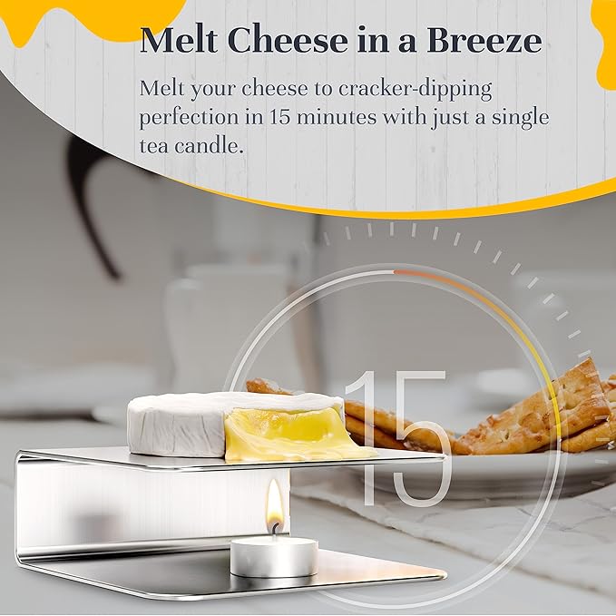 Soft Cheese Warmer – Warming Plate for Camembert & Brie Cheese – Complement Large or Mini Charcuterie Boards with Your Slow-Melt, Stainless Steel, Dishwasher-Safe Charcuterie Accessories by Ash Harbor