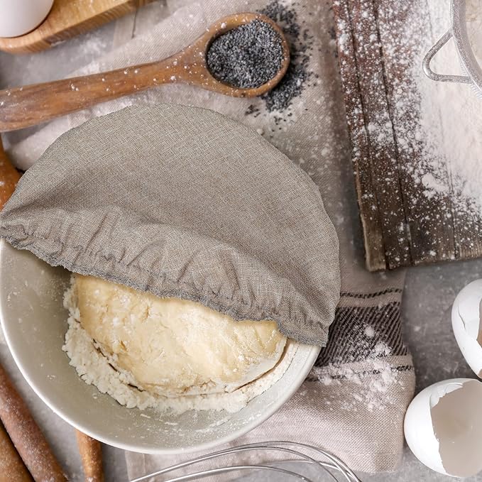 Patelai 10 Pcs Bowl Covers Reusable in 5 Size Stretch Cloth Fabric Elastic Food Storage Bowl Covers Bread Sourdough Lids for Proofing Food Fruits Leftover(Earth Tone Style)