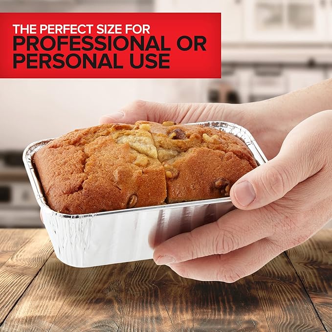 Stock Your Home Aluminum Pans Mini Loaf Pans (50 Pack) 1 Lb Aluminum Foil Tin Pans, Small Loaf Pans – 1 Pound Disposable Baking Pans Perfect for Baking Cakes, Bread Loaves - 6 x 3.5 x 2