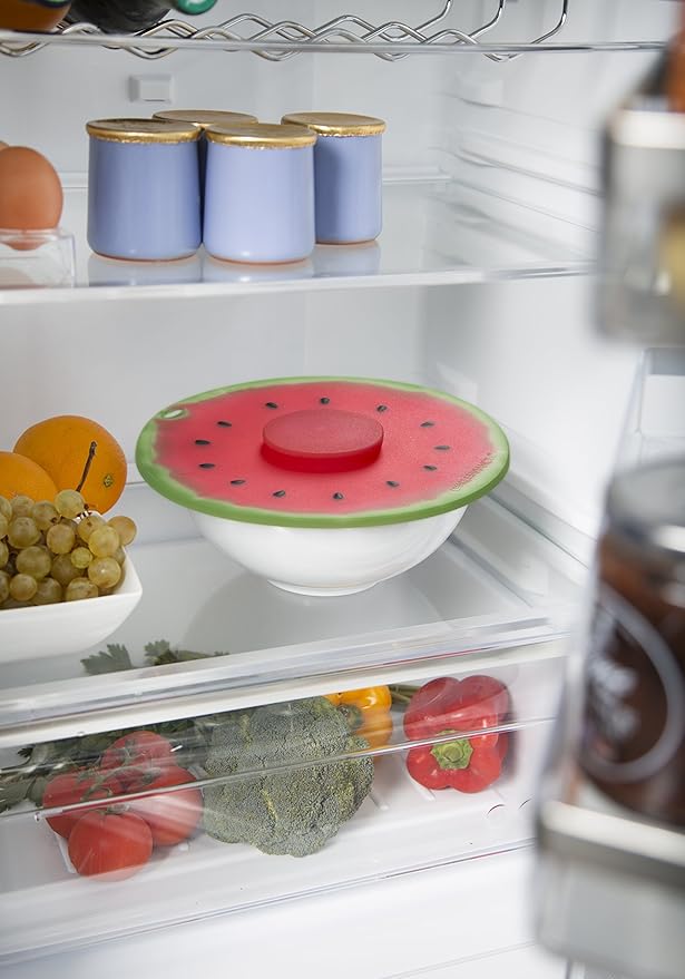 Charles Viancin - Watermelon Silicone Lid for Food Storage and Cooking - 8''/20cm - Airtight Seal on Any Smooth Rim Surface - BPA-Free - Oven, Microwave, Freezer, Stovetop and Dishwasher Safe