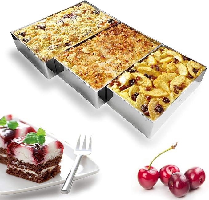 NEWLINE NY Stainless Steel Cake Mousse Ring Molding Forming (Rectangular Cake Pastry Rings)