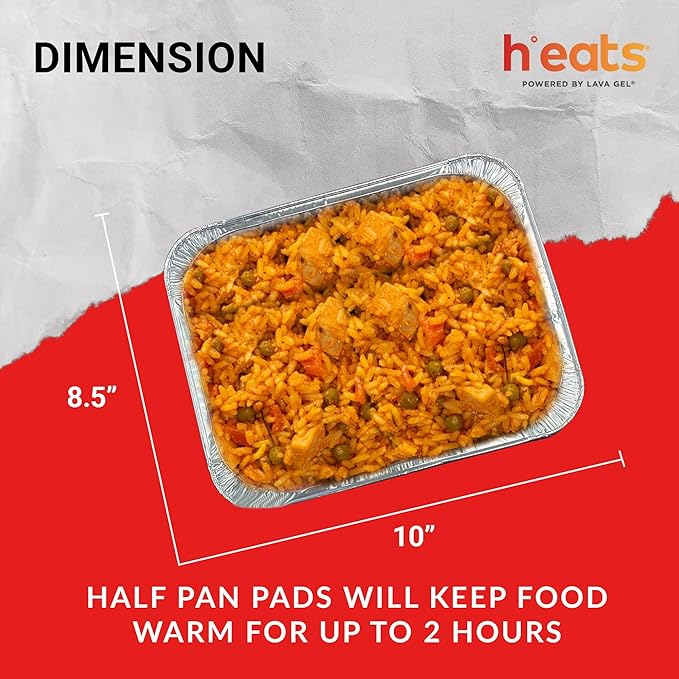 Self-Heating Buffet Kit – Flameless Food Warmer Set for Parties – Includes 4 Trays, 4 Half-Size Heat Pads & Foil Pans – Keeps Hot Food Hot for up to 3 Hours – Gel Fuel Can Alternative