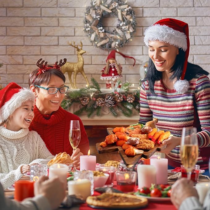 6 Pcs Christmas Appetizer Platter 12 Inch Christmas Cutting Board Acacia Serving Trays Wood Charcuterie Board Tray Snack Dessert Candy Dish Plate for Kitchen Gifts(Christmas Tree)