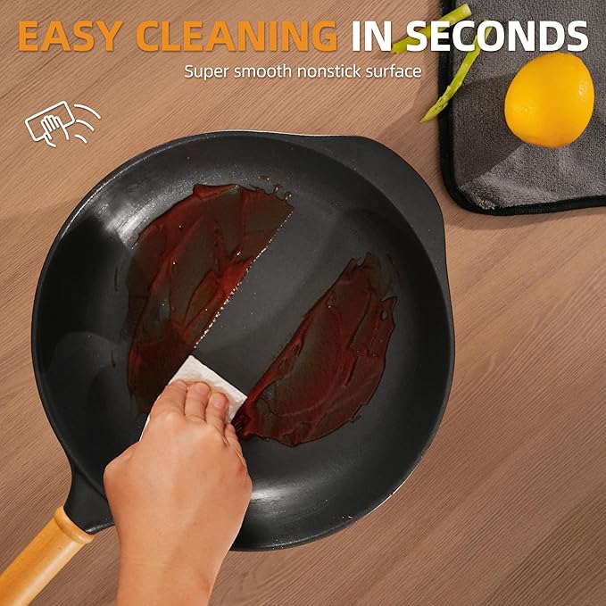 Nonstick Saute Pan Skillet with Lid,10 Inch Deep Frying Pan, Toxin-Free Ceramic Cookware, Healthy Non Toxic Cooking Pan with Helper Handle, Fry Pan Compatible with All Stovetops