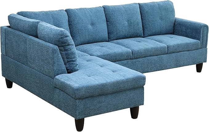 NicBex L Shaped Couch Sectional Couches for Living Room 2 Pieces Modern Sectional Sofa with Left Chaise Sectional Couch with Solid Frame for Living Room, Flannel, Blue