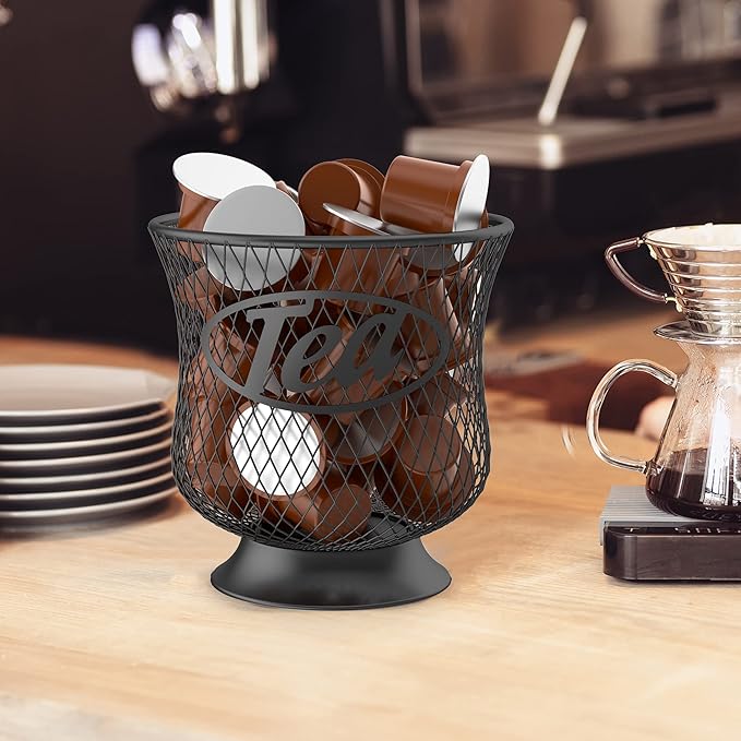 Tea Pod Holder, Sturdy K Cup Organizer, Large Capacity K Cup Storage for Keuring Espresso Capsule Coffee Creamer, Easy to Refill and Organize for Cafe Bar, Coffee Bar Decor