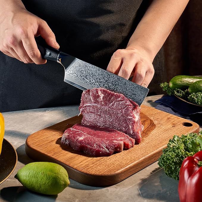 SENKEN 6-Piece Damascus Steel Kitchen Knife Set - Shogun Collection - 67-Layer Japanese VG10 Steel - Chef's Knife, Cleaver Knife, & More, Extremely Sharp Blades for Effortless Cutting, Luxury Gift Box