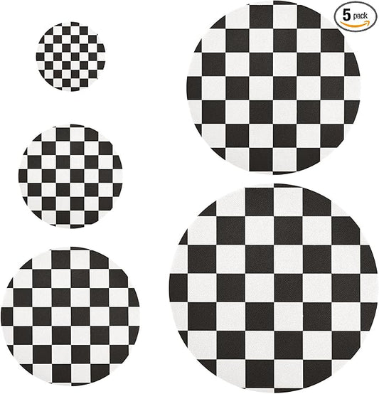 5 Pcs Bowl Covers Reusable in 5 Size Elastic Food Cover Cloth Lids Fresh Keeping Dish Cookware Bakeware Fabric Covers Lids for Food Leftovers Fruits Storage Checkered Black