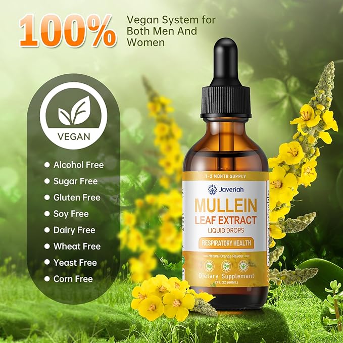 Mullein Drops for lungs Cleanse - Cordyceps, marshmallow root & Licorice Root Extract, Respiratory Herbal Supplement with Mullein Leaf extract for Immune Support & Bronchial Cleanse, 4 Fl Oz 2 Pack
