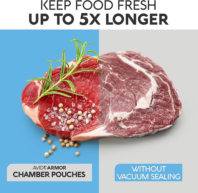 Avid Armor Chamber Vacuum Sealer Bags – Heavy Duty, BPA-Free, Pre-Cut Chamber Vacuum Bags for Food Preservation, Freezer Storage, Sous Vide and more, 250/Pack (Clear - 250, 6x12)