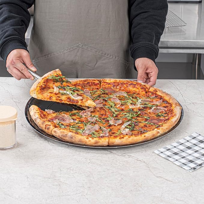Restaurantware-Eco Pie 18 Inch Paper Pizza Trays, 50 Round Pizza Pans - Oven-Ready, Microwavable, Black Paper Pan For Large-Sized Pizzas, For Baking, Cooking, Bread, Meat, Or Pies