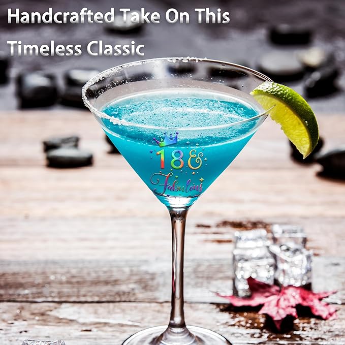 18th Martini Glasses Gifts for Women, Personalized Woman Gift Package Cocktail Glass Set for Her 18 Anniversary
