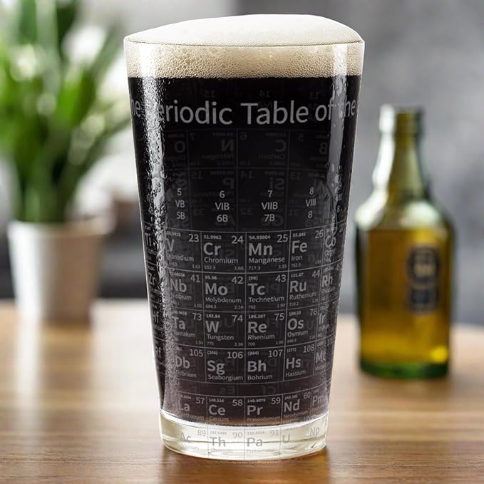 PERIODIC TABLE of ELEMENTS Engraved Pint Glass | Great Gift for Geeks, Nerds, Teachers and Students | Unique STEM Physics Chemisty Beer Decor