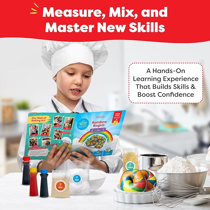 Baketivity Rainbow Bagel & Cake Pop Baking Kit Bundle – Kids Baking Set with Pre-Measured Kosher Ingredients, Illustrated Instructions & Video Guide – Fun Cooking Activity for Ages 6-12+