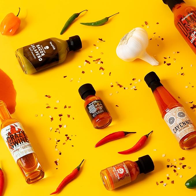 Man Crates, Gourmet Hot Sauce Gift Set for Men – 10-Pack Sampler with Mild to Extreme Ghost Pepper Flavors – Unique Hot Sauce Challenge Gift for Dad, Husband, or Spice Lovers