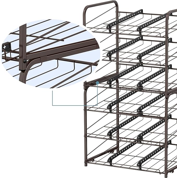 Can Organizer for Pantry Stackable 2 Pack, Can Storage Organizer Rack Stacking Can Dispensers Small Space Holds up to 36 Cans for Pantry, Kitchen, Cabinet- Brown