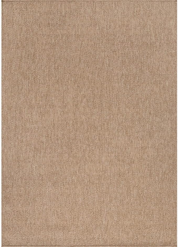 CAMILSON Easy Jute Rug 4x6, Indoor Outdoor Natural Color Fiber Area Rugs for Living Room Patio and Kitchen Rug, Solid Boho Woven Design, Easy-Cleaning, Washable Outside Carpet Alfombras (4 x 6)