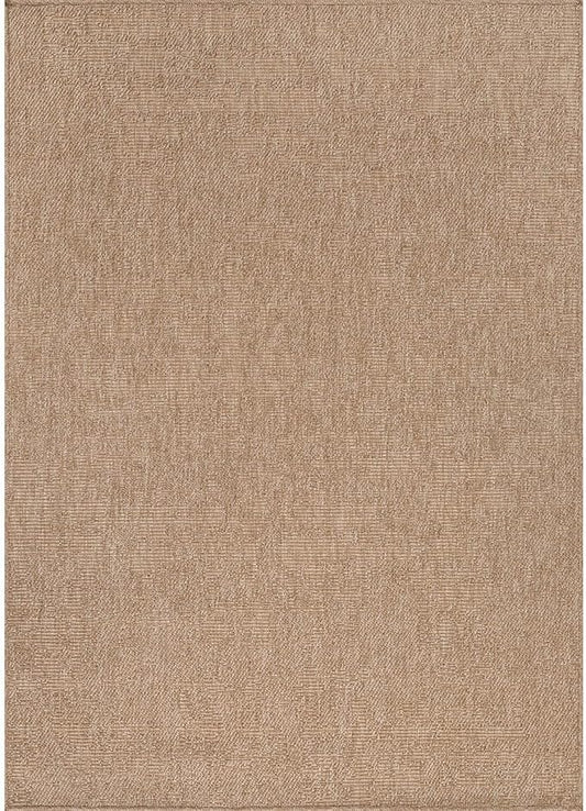 CAMILSON Easy Jute Rug 5x7, Indoor Outdoor Natural Color Fiber Area Rugs for Living Room Patio and Kitchen Rug, Solid Boho Woven Design, Easy-Cleaning, Washable Outside Carpet Alfombras (5 x 7)